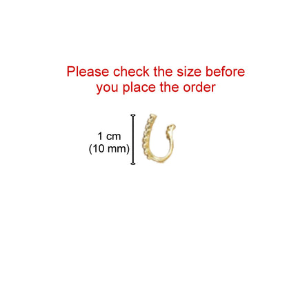 Gold-plated line cuff non-piercing nose ring accented with clear cubic zirconia