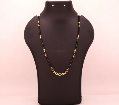 Gold Plated Infinity AD Mangalsutra with Black Beads