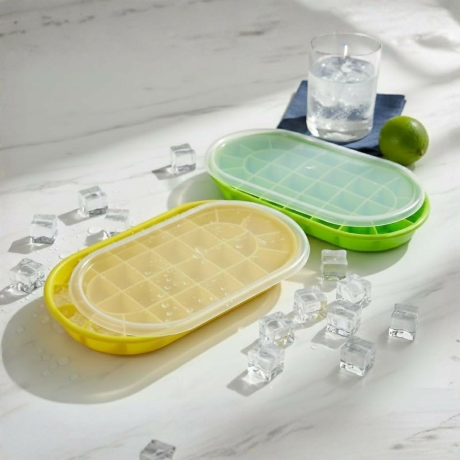 30 Grid Silicone Ice Cube Tray with Lid pack of 2