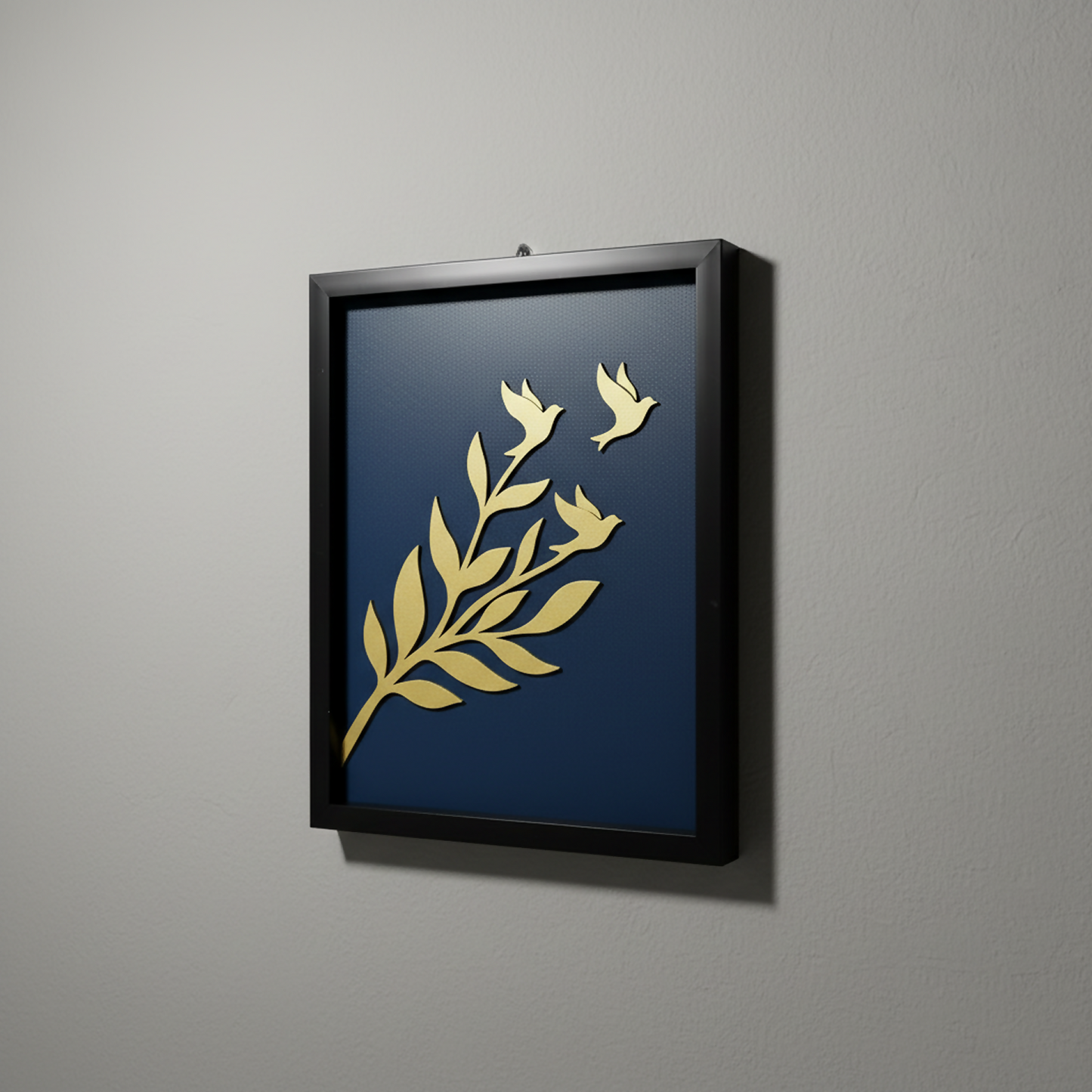 Luxury 3D Leaf & Birds Wall Art Frame | Modern Minimalist Wooden Wall Decor