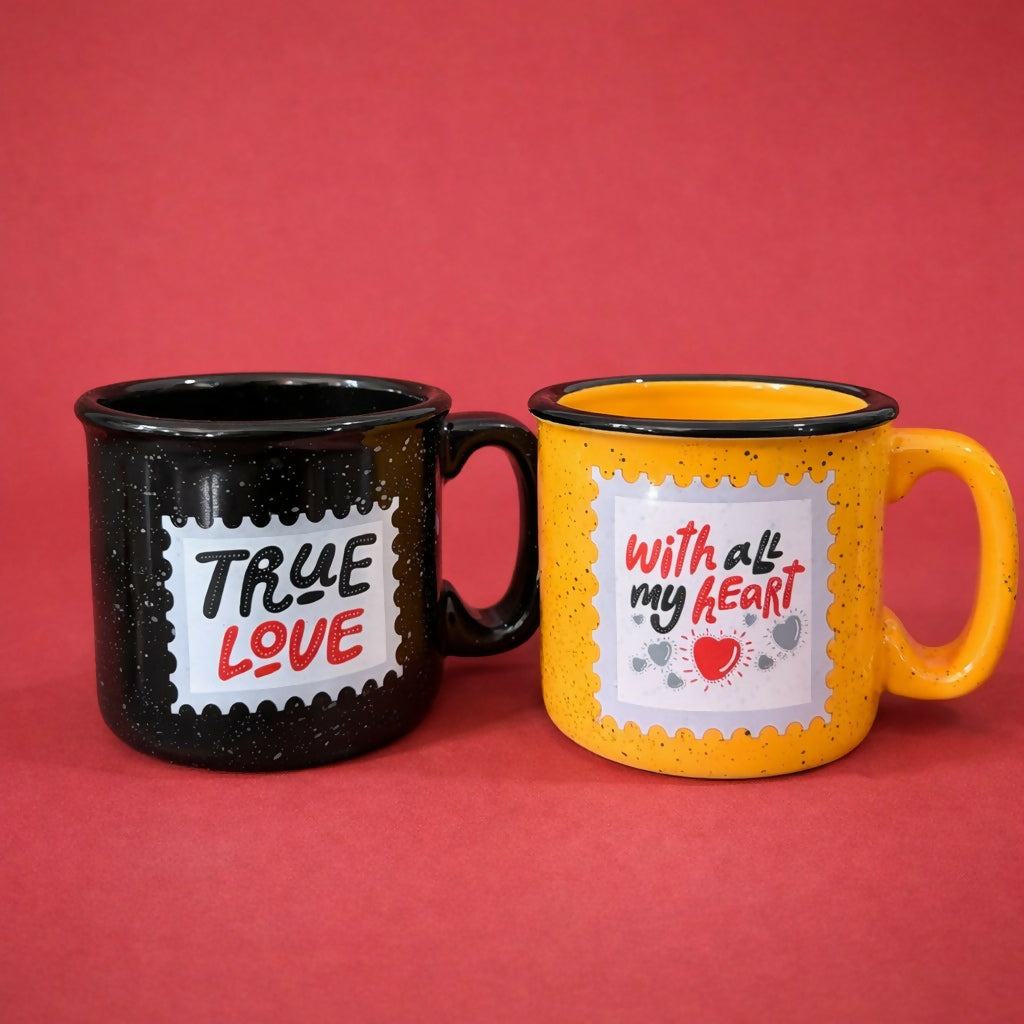 Printed Ceramic Coffee Mug Romantic Theme Gift Cup for Daily Use
