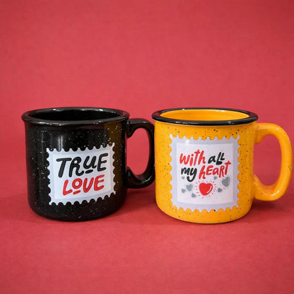 Printed Ceramic Coffee Mug Romantic Theme Gift Cup for Daily Use