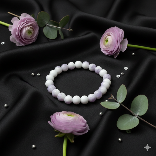 Dual-Tone Purple Beaded Stretch Bracelet