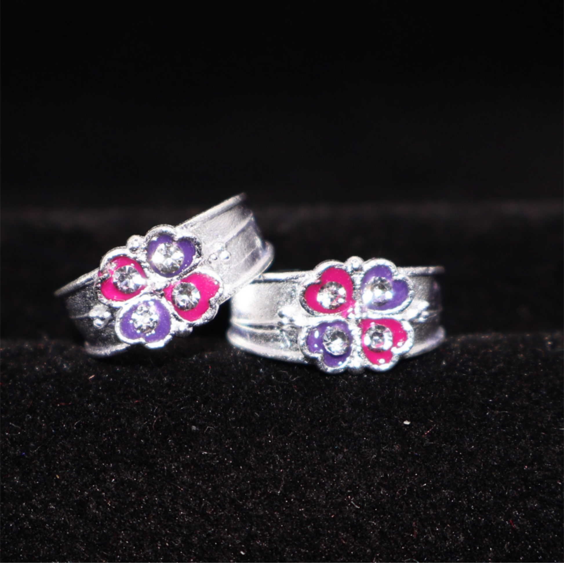 Silver Adjustable Floral Toe Rings Bichiya
