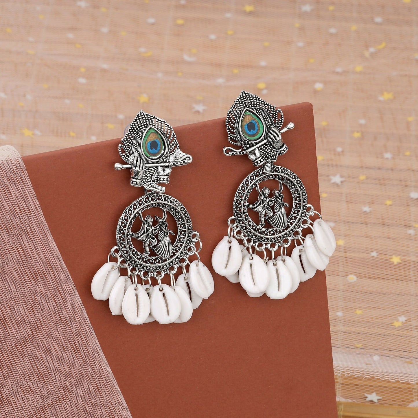 Oxidized Silver Look Tribal Statement Earrings