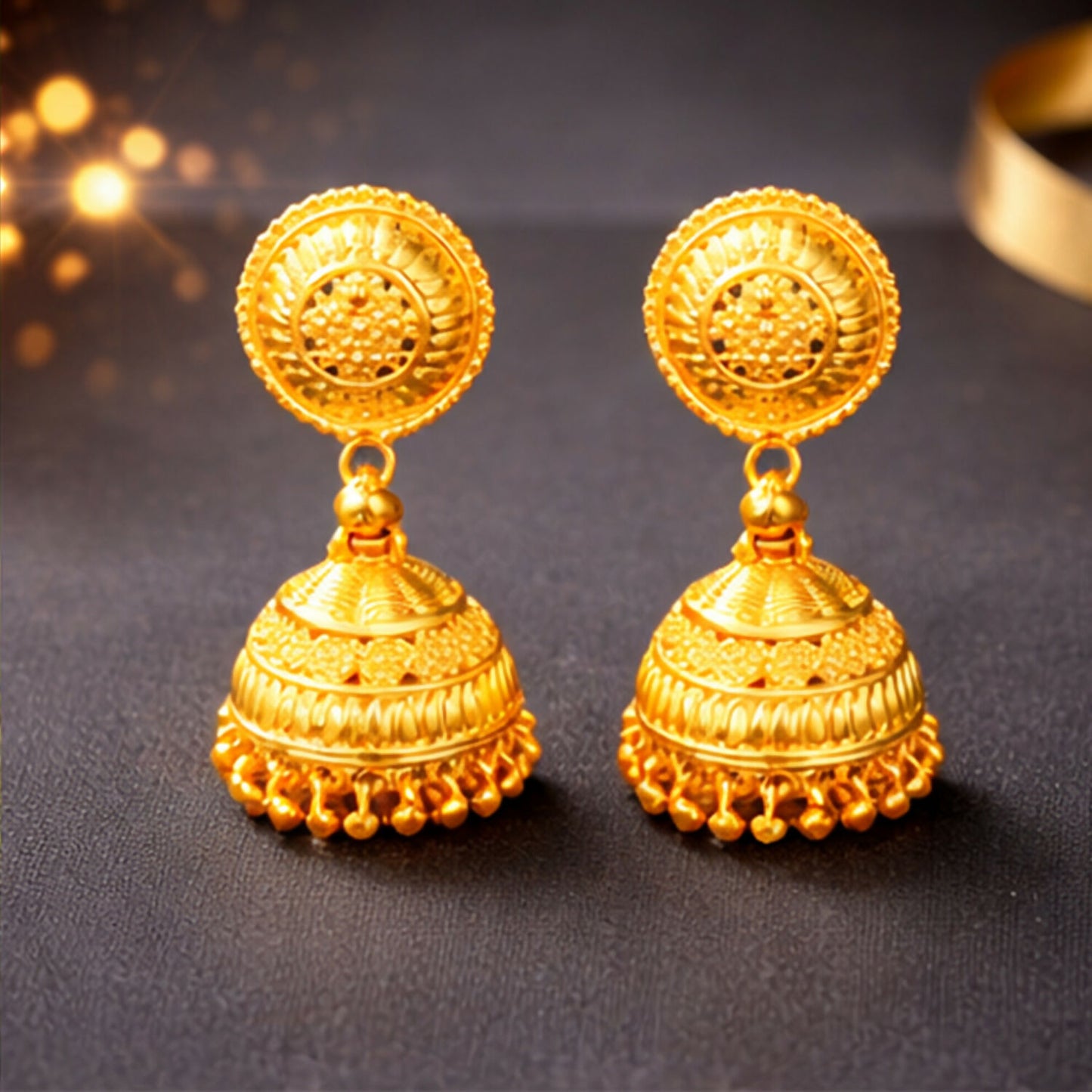 Designer lightweight jhumka earrings with intricate craftsmanship