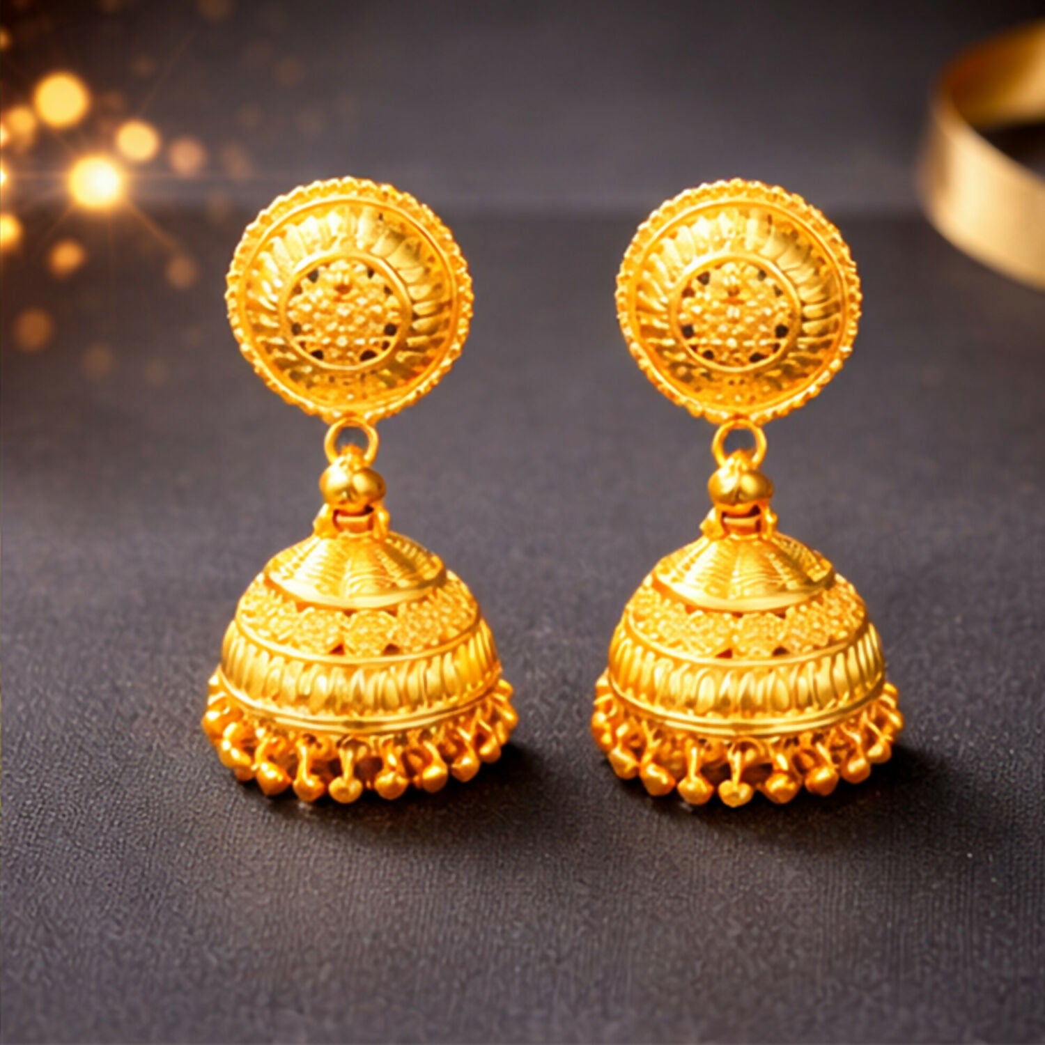 Designer lightweight jhumka earrings with intricate craftsmanship