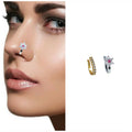 Non-Piercing Nose Clips – Crystal Flower & CZ Gold/Silver Set