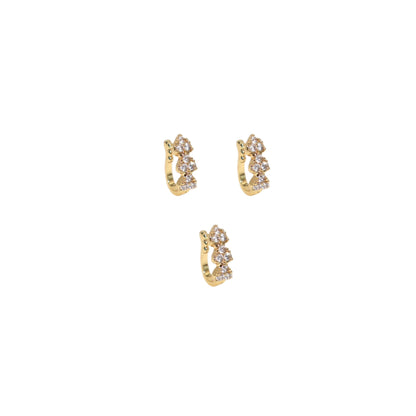 Gold Plated CZ Stone Floral Nose Clip/Non-Pierced Nath Combo Pack of 3