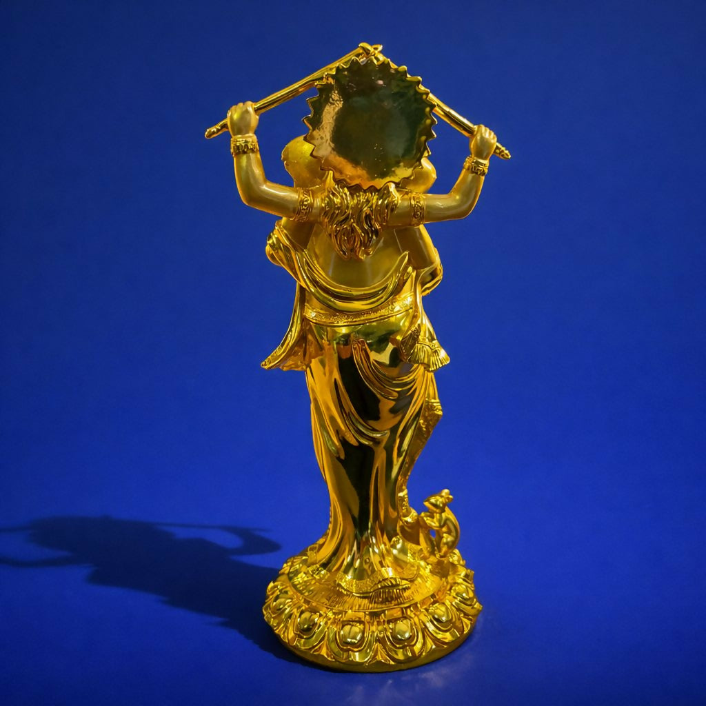 Golden Lord Ganesha Dancing Statue Decorative Idol for Home Temple & Office