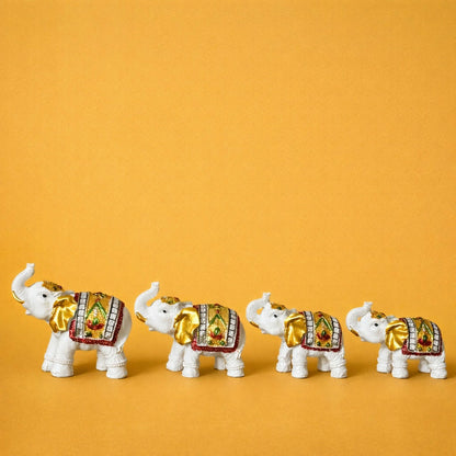 White Elephant Showpiece Set for Home Décor, Lucky Elephant Figurines