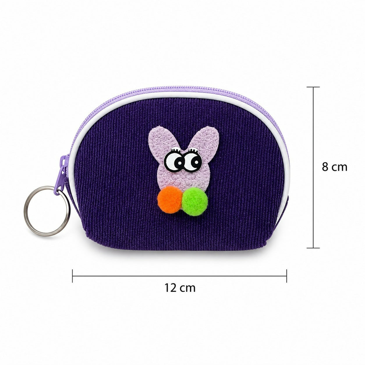 Lightweight cute bunny coin purse with pom pom accessory