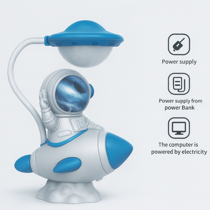 Astronaut Desk Lamp for Kids, USB Powered Night Light, Study Table Lamp