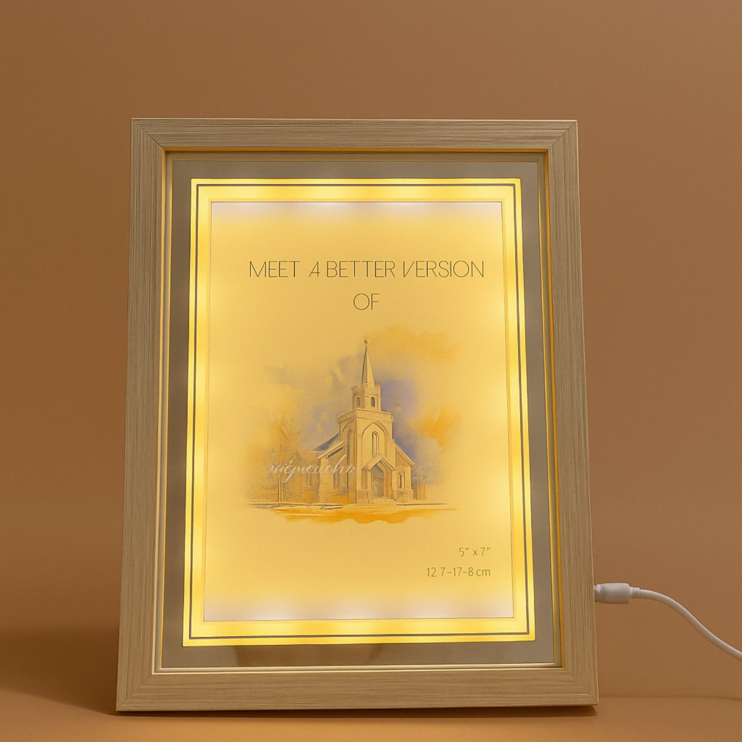 Motivational LED Light Frame with Wooden Finish | Warm Light Inspirational Quote Tabletop Decor for Bedroom, Office & Home | USB Powered Illuminated Art Frame for Positive Vibes, Gifting & Interior Decoration