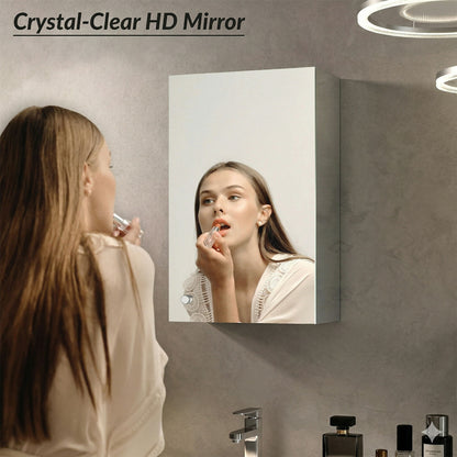 Wall Mounted Mirror Cabinet with Storage, HD Mirror Door Bathroom Organizer with Multi Shelf Storage & Modern Design