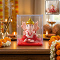 Hand-Moving Small Ganesha Idol – Vibrant Red & Gold Decor