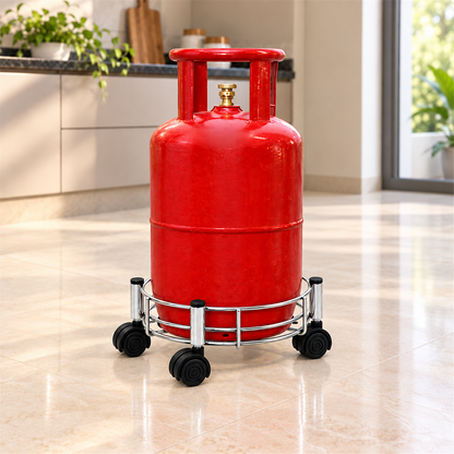 Gas Cylinder Trolley – Stainless Steel with Heavy-Duty Wheels | Indo Glow