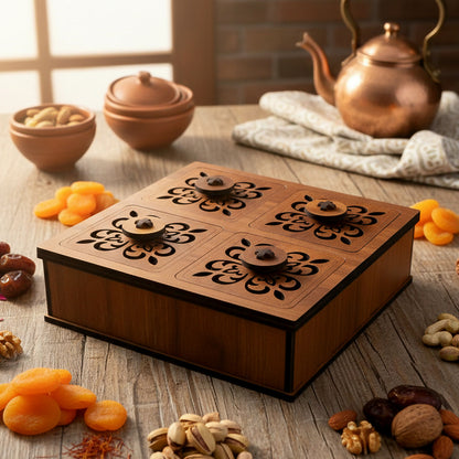 Premium Square Decorative Dry Fruit & Mukhwas Storage Box