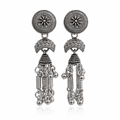 Elegant Oxidised Silver Traditional Jhumka Earrings for Women