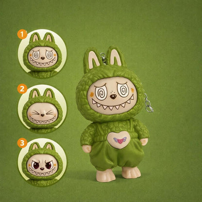 Cartoon Keychain Toy with 3 Expressions Cute Mini Hanging Figure