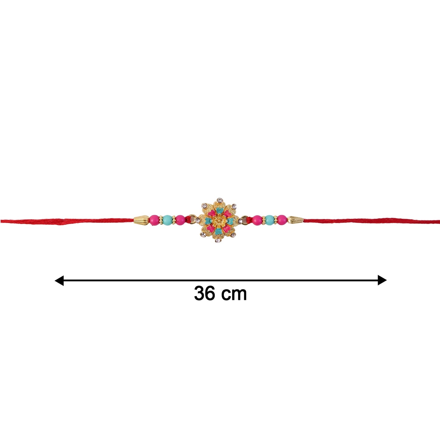 Side view of decorative Pink Floral Mandala Rakhi