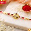 Gold-Plated Round Rakhi Traditional Design for Brother (5pcs)