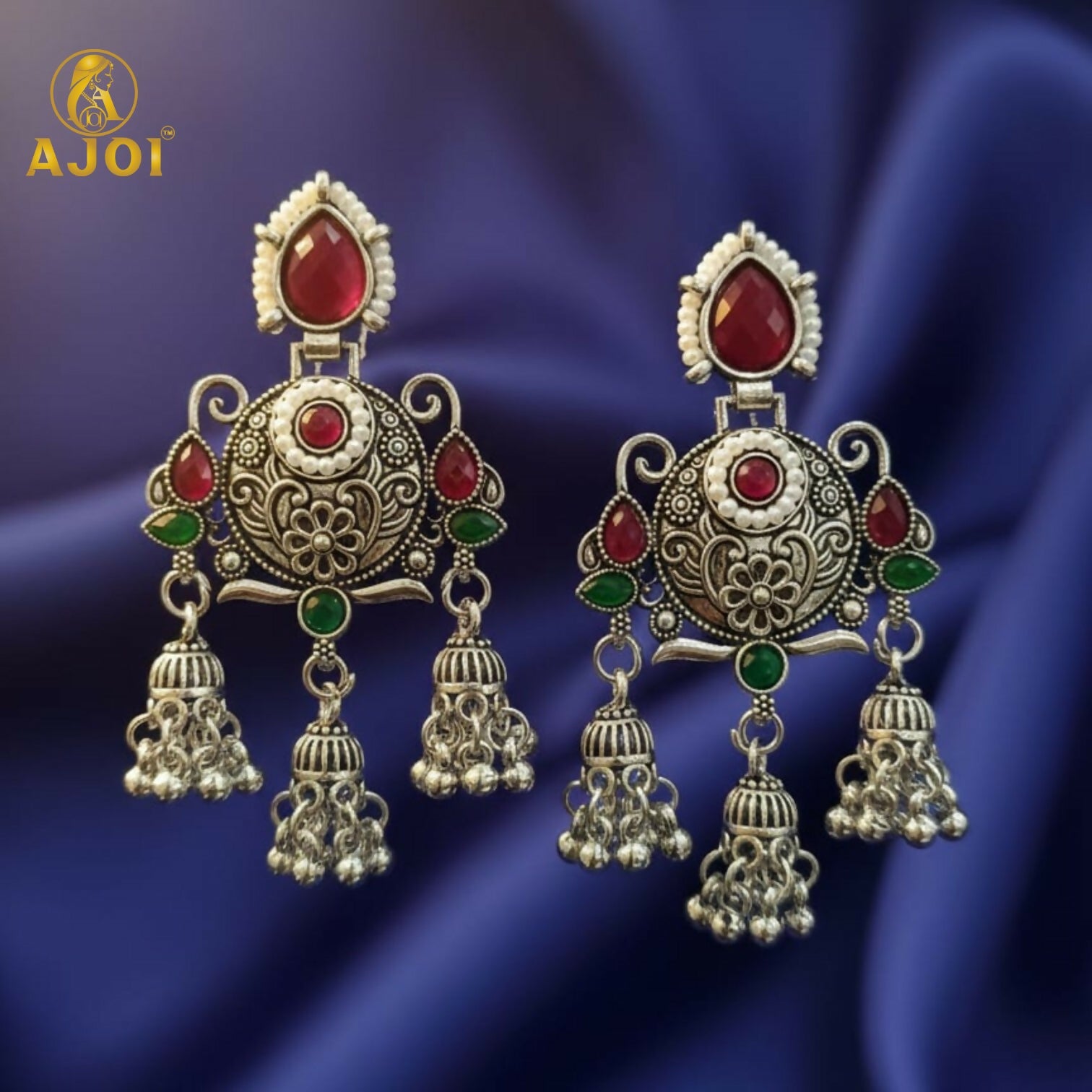 Premium Ethnic Ruby Chandbali Designer Earrings