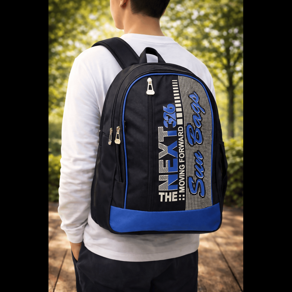 Front view of a durable school backpack with comfortable padded shoulder straps