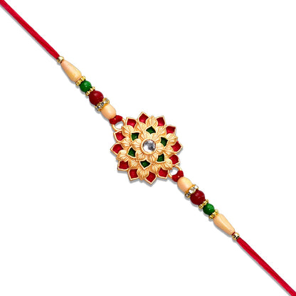 Flower Design Rakhi Elegant Floral Thread for Brother (5pcs)