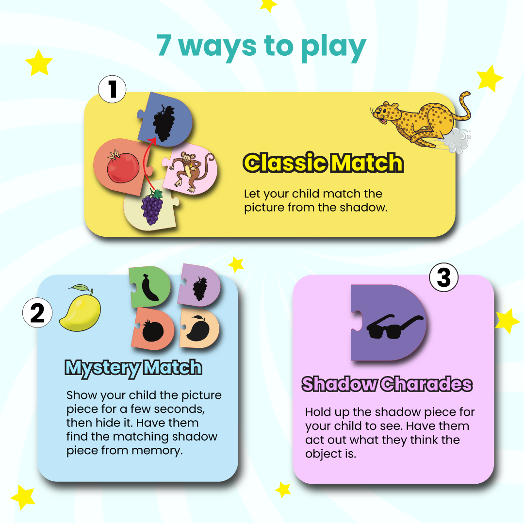 Shadow Matching Puzzle - Ages 3+ (50 cardboard puzzle pieces) Find & Match series