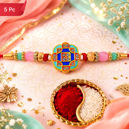 Rakhi for Brother Geometric Stone Studded Designer Rakhi (5pcs)