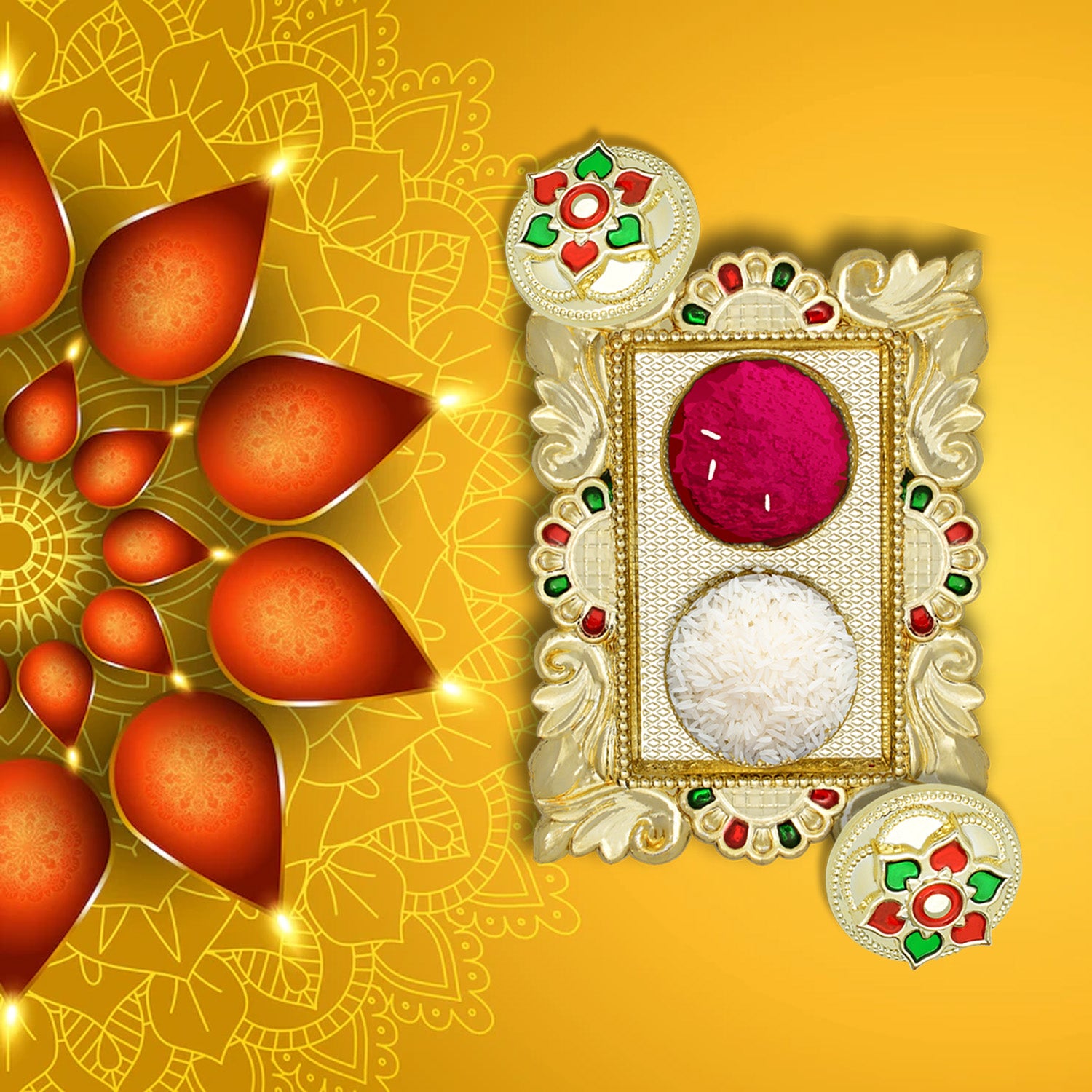 रक्षाबंधन विशेष पूजा थाली, कुमकुम थाली होल्डर, पूजा रिटर्न गिफ्ट, भारतीय गृह प्रवेश उपहार, रक्षाबंधन, दिवाली के लिए भाई / भाभी / बहन / परिवार राखी