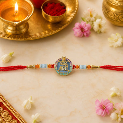 Colorful Rakhi with Beads & Religious Symbol for Brothers (10pcs)