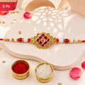 Kundan Beaded Floral Rakhi for Raksha Bandhan Gift (5pcs)