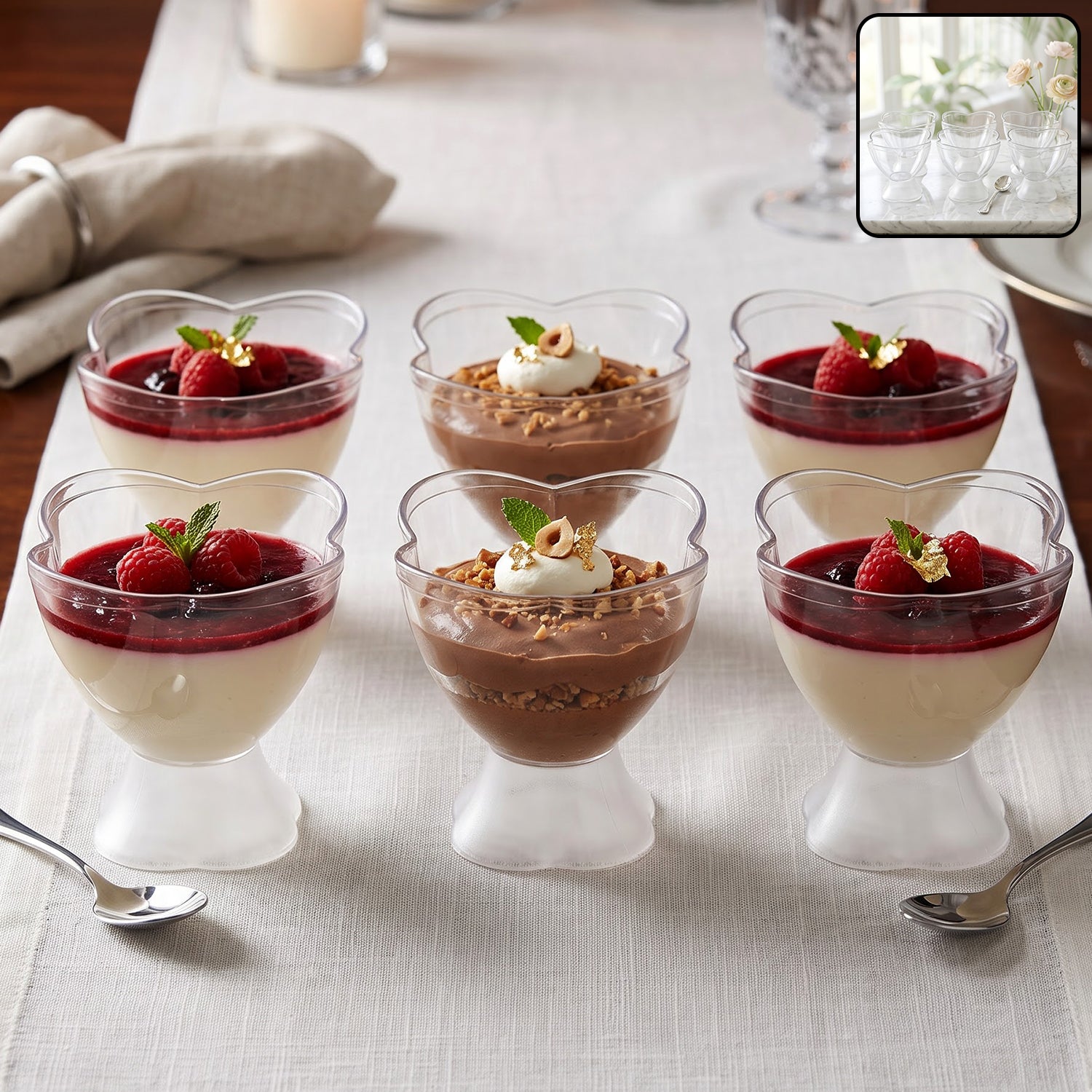 Multipurpose Plastic Serving Bowl Set with Spoons for Dessert Snacks (6 Pc)