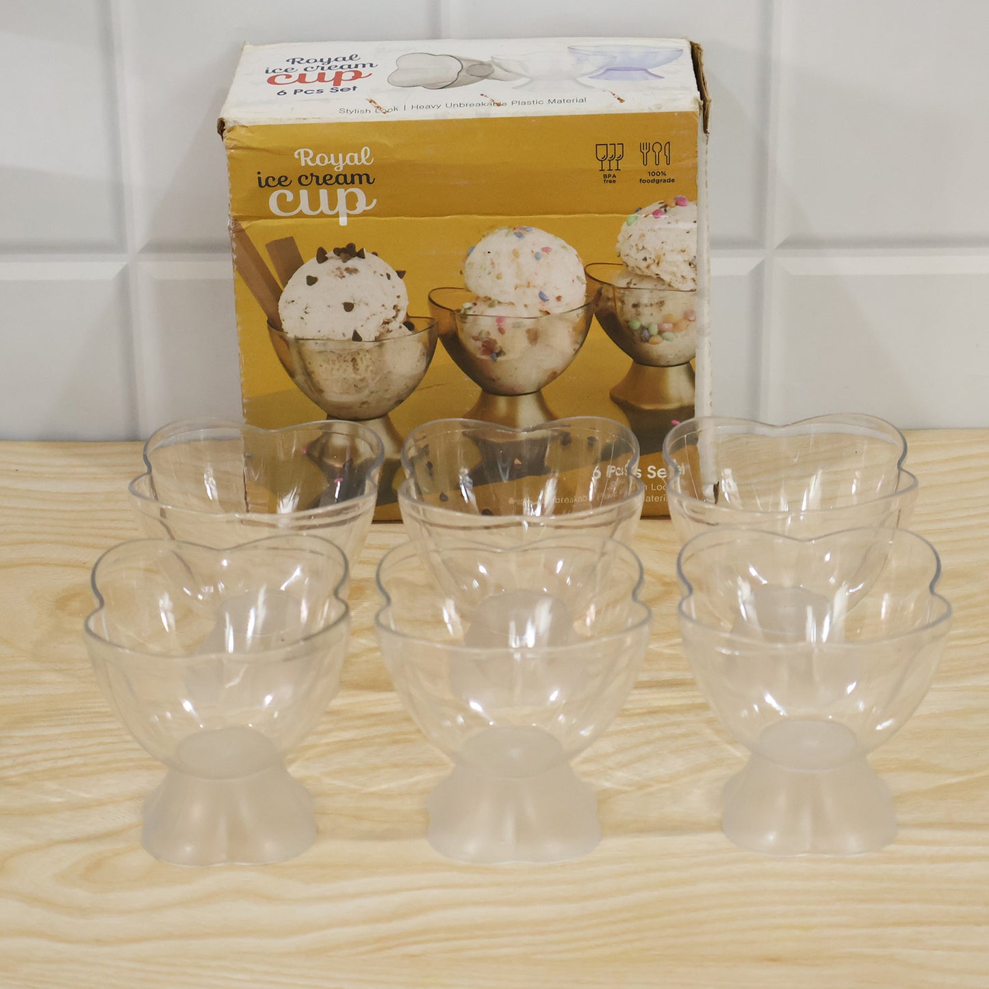 Multipurpose Plastic Serving Bowl Set with Spoons for Dessert Snacks (6 Pc)
