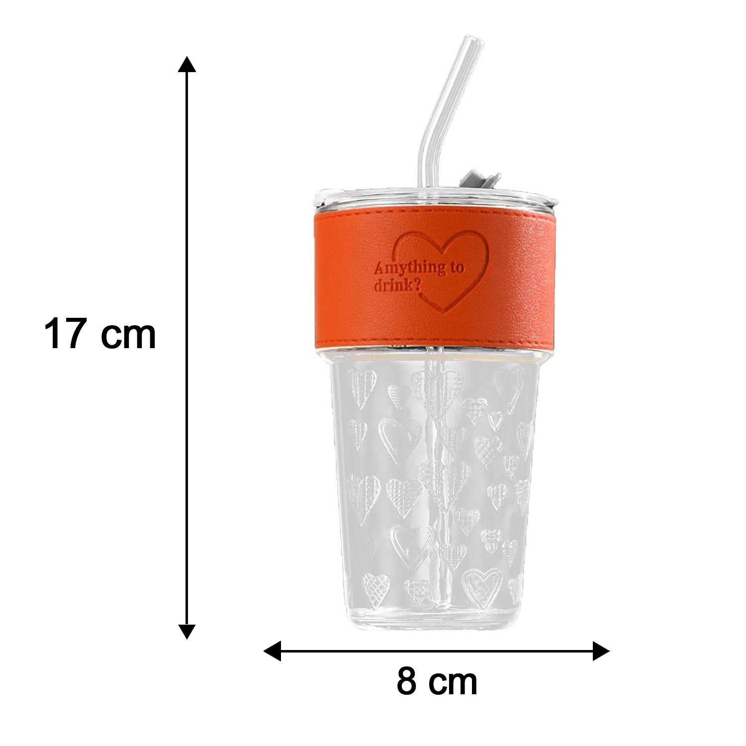 Glass Drinking Tumbler with Lid Transparent Water Juice Glass for Home (1 Pc)