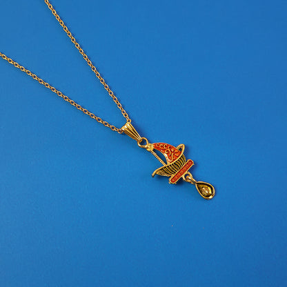 Stylish Steamer Boat Design Pendant Necklace with Chain for Women