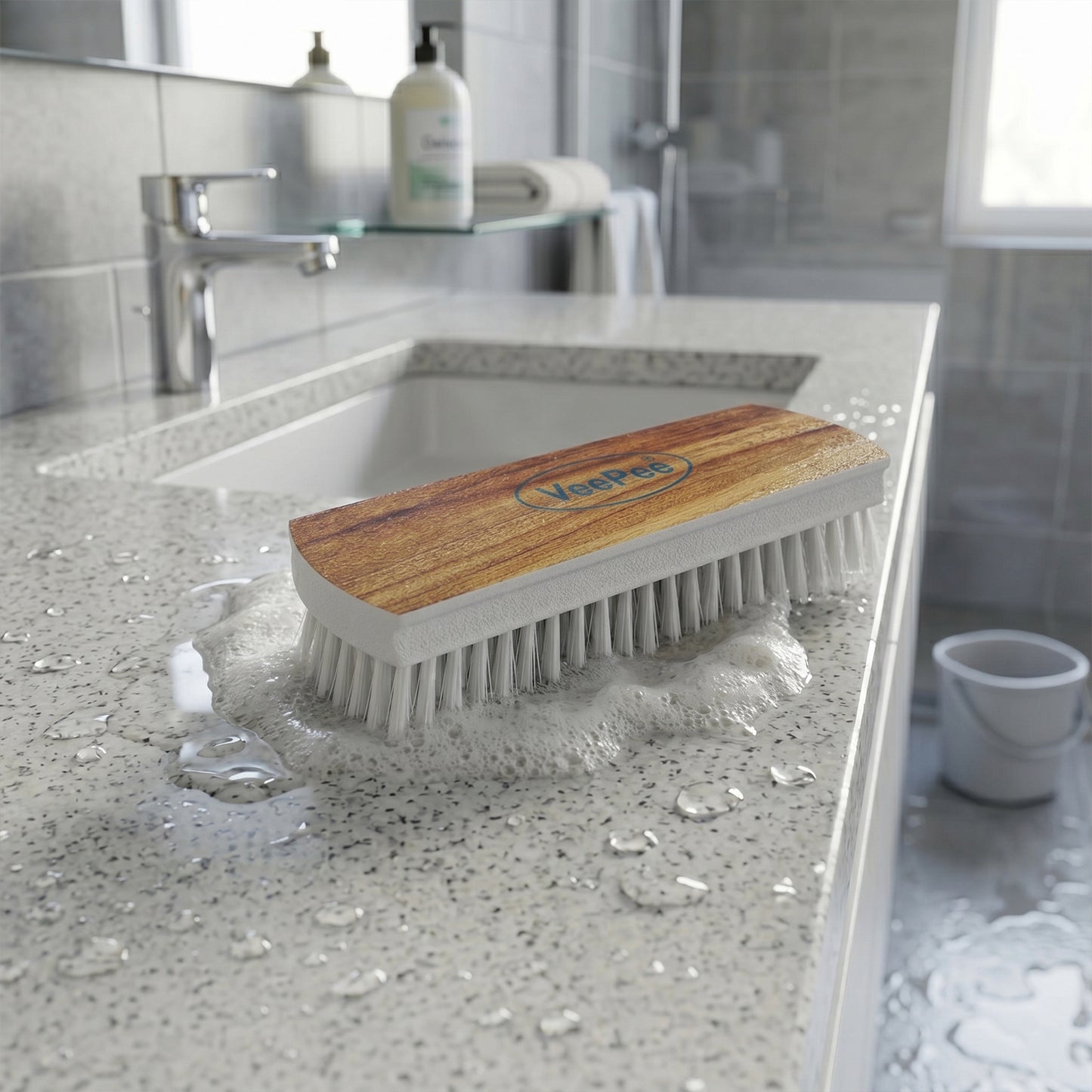 Veepee Cloth Washing and Cleaning Scrub Brush (1 Pc) – Heavy-Duty Bristles with Wooden Finish Handle