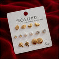 Elegant Gold Tone Multi Design Stud Earrings Set for Women & Girls Fashion