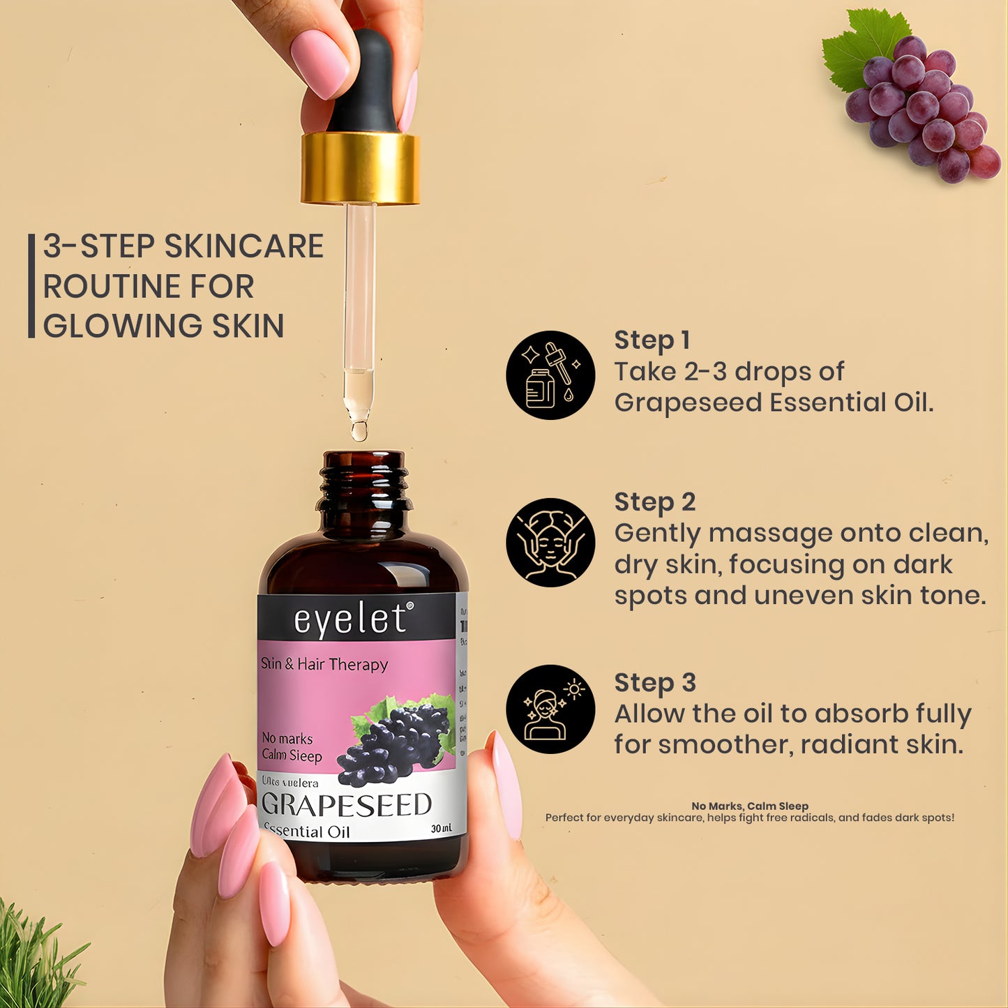Eyelet Grapeseed Essential Oil Lightweight Skin Softening & Daily Hydration – 30ML