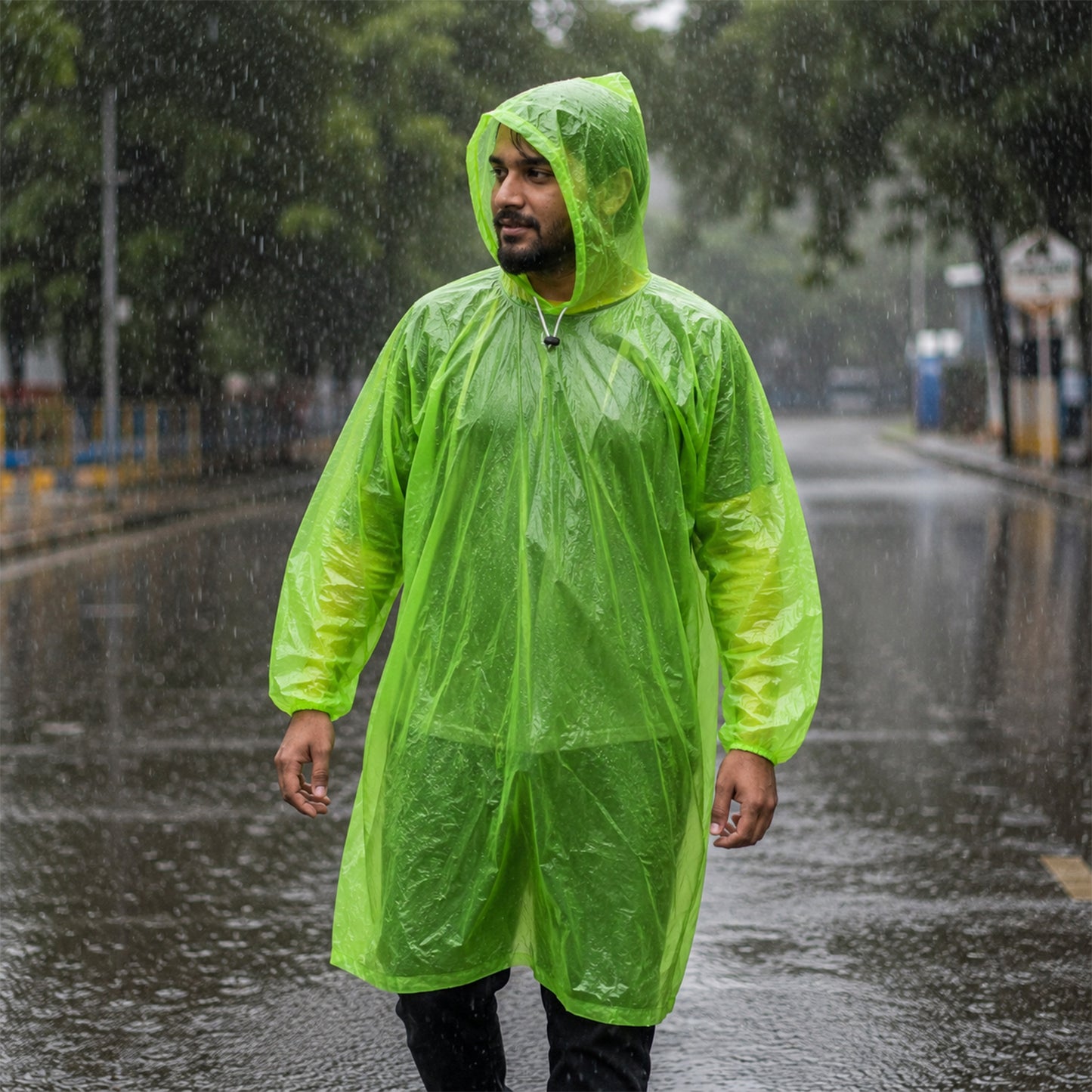 Reusable Waterproof Raincoat, Hooded Long Rain Poncho for Men and Women (1 Pc)