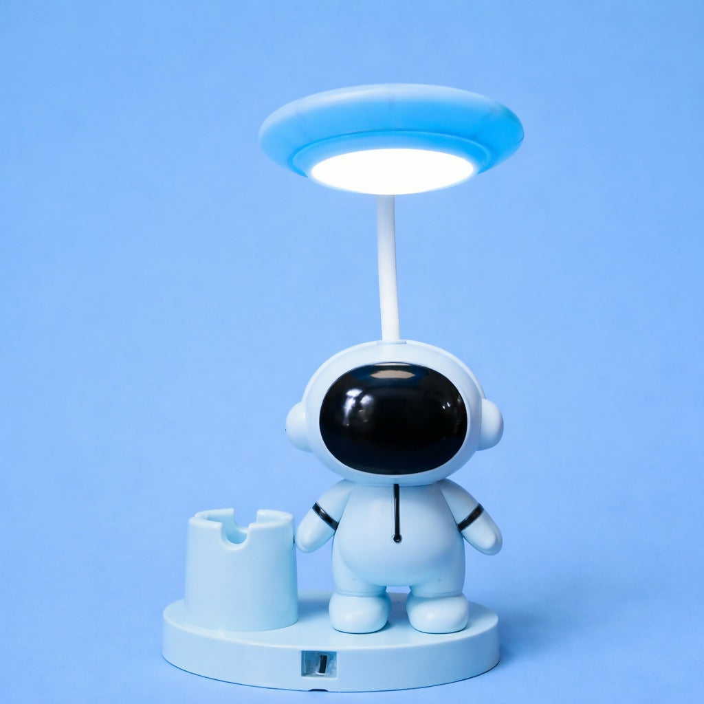 Blue Astronaut LED Desk Lamp with Pen Holder for Study Table, Kids Room & Bedside