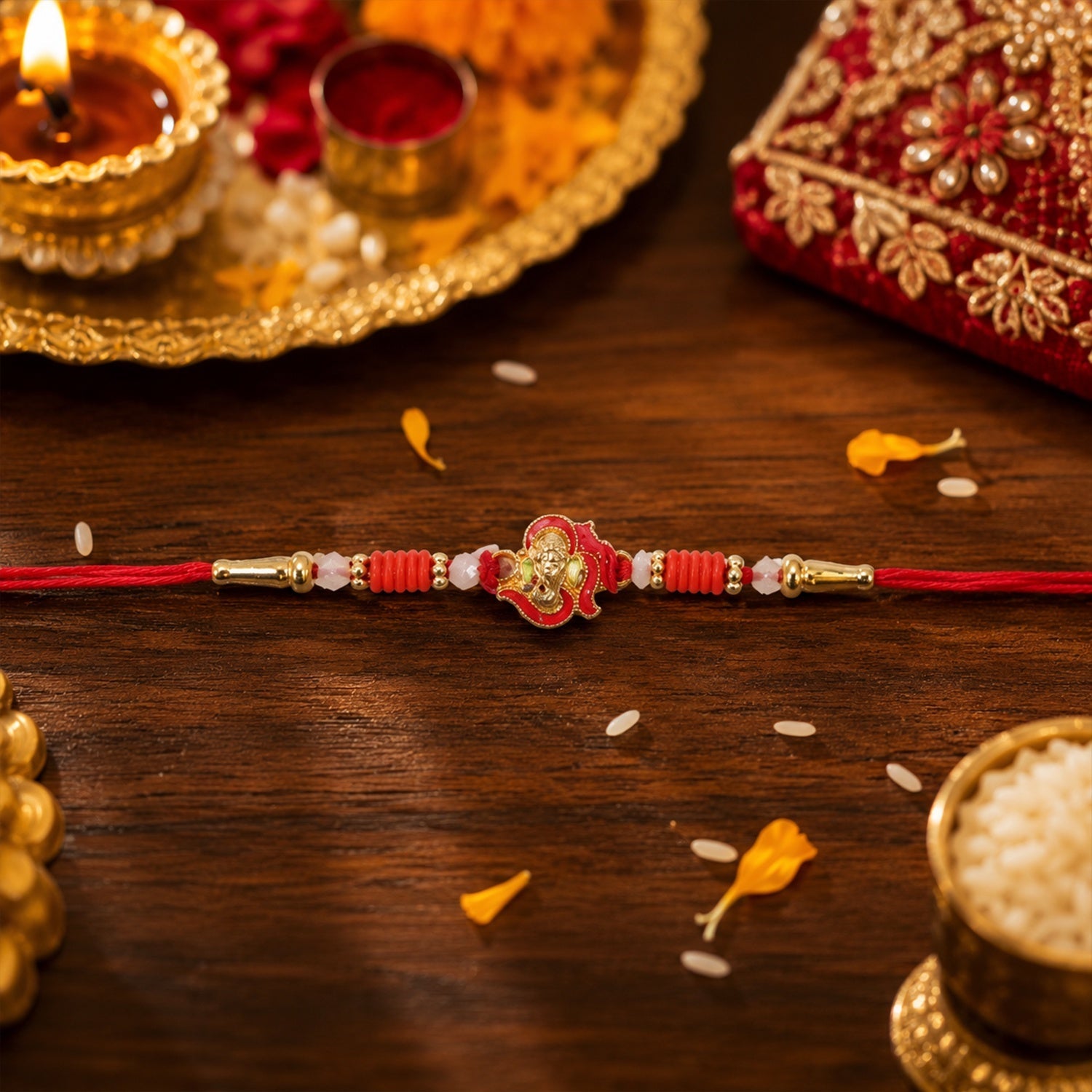 Mini Lord Ganesha Rakhi Traditional Designer Gift for Brother (10pcs)