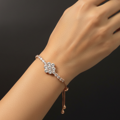 Sparkling AD Bracelet With Floral Design