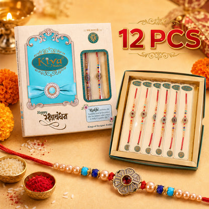 Antique Floral Medallion Designer Rakhi for Brother with Pearl & Beads