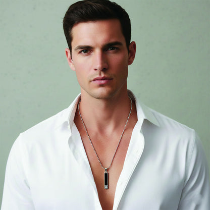 Sleek Rectangal Black Inaly Pendent For Mens