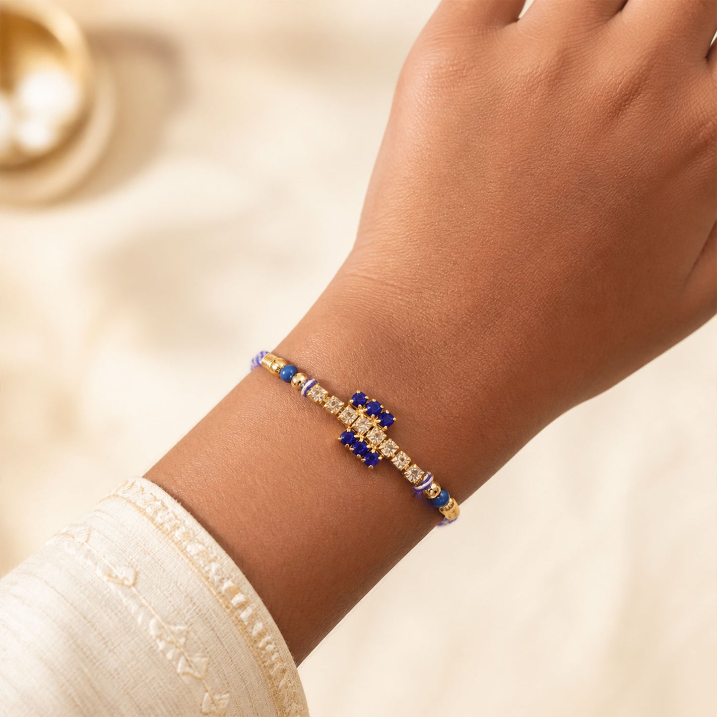 Small Square Stone Rakhi for Raksha Bandhan Gifting (Pack of 6)