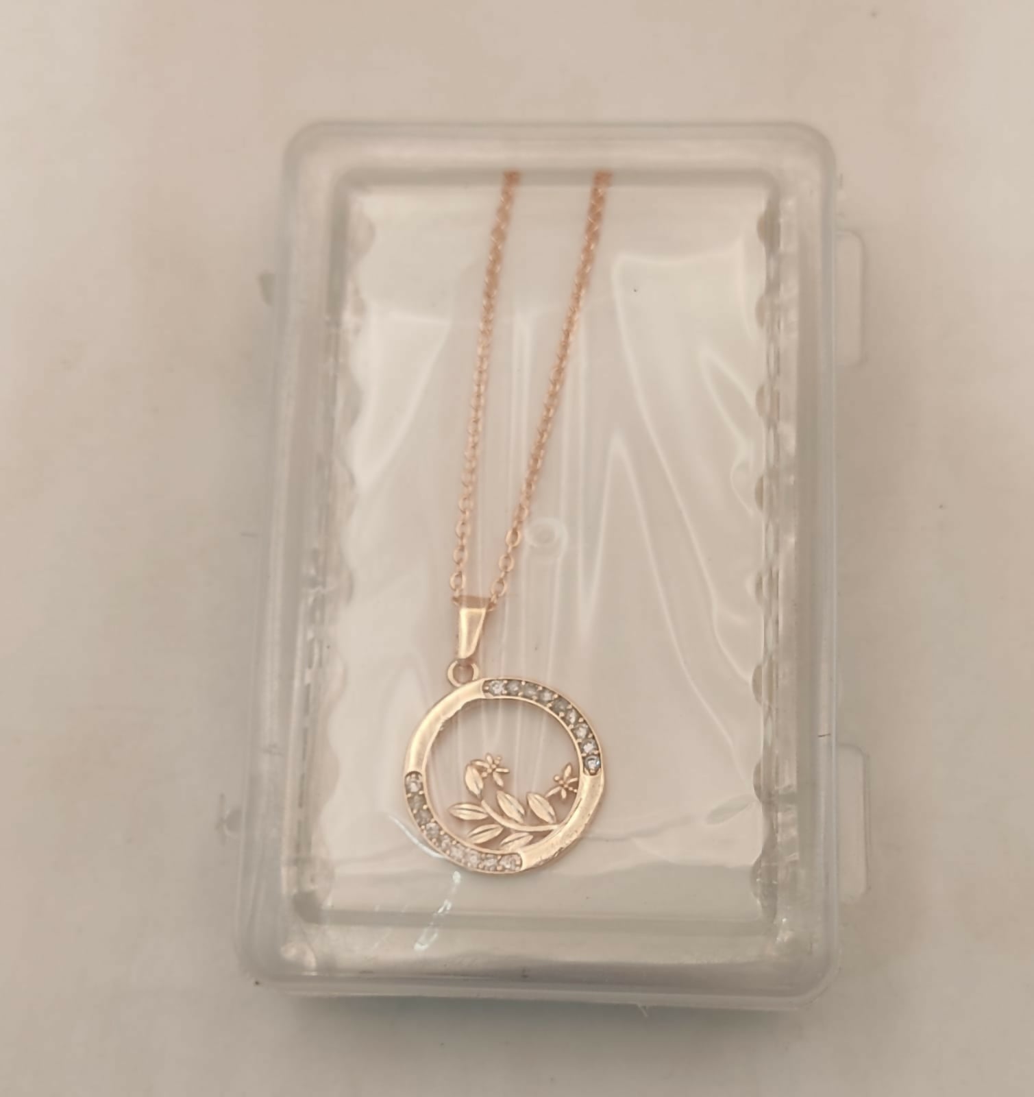 Rose Gold Swan Circle Pendant Necklace with AD For women and girls