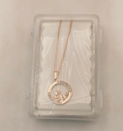 Rose Gold Swan Circle Pendant Necklace with AD For women and girls